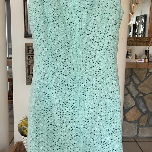 Muse SQUARE NECKLINE EYELET COTTON DRESS size 6 - Image 2