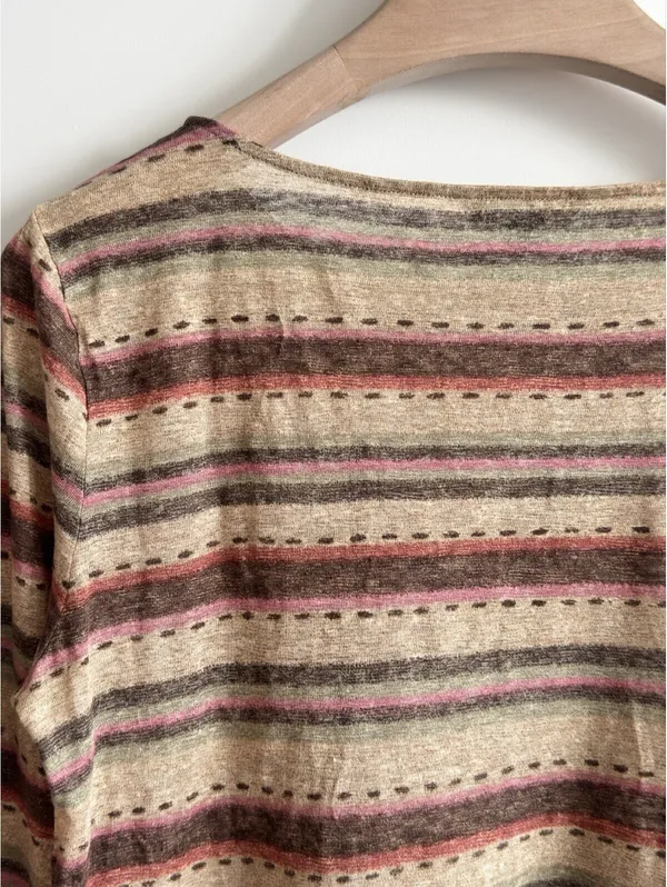 Lauren Ralph Lauren 100% Linen Striped Long Sleeve Top Multicolor Size L - Image 8