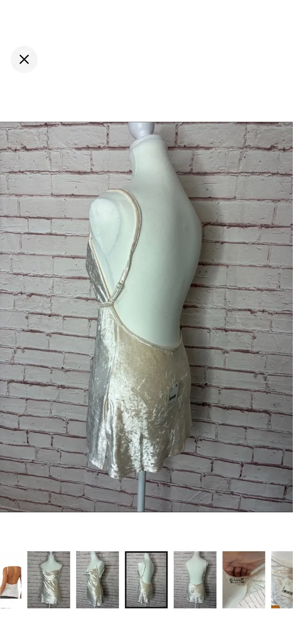 Intimately Free People Velvet All Night Tunic in Champagne NWT Small. Stretchy and soft. Completely open back. Adjustable straps. 14.5-15.5” bust 26” long approximately - Image 5