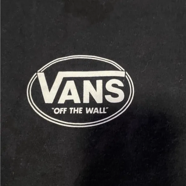 Vans Off the Wall Women’s Long Sleeve Crop Top Shirt Black White XS - Image 2