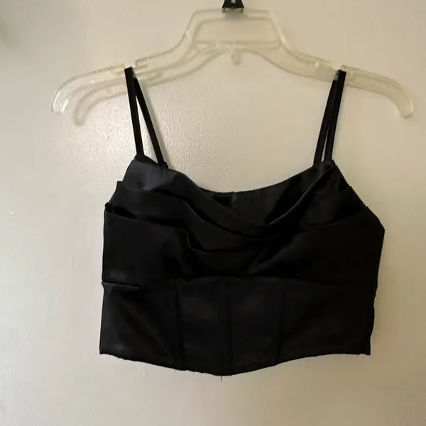 Black satin corset crop top - Image 8