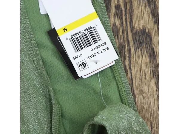 NWT Salt + Cove Lurex Hipster Bikini Bottom SC25081GB Olive Green M - Image 7