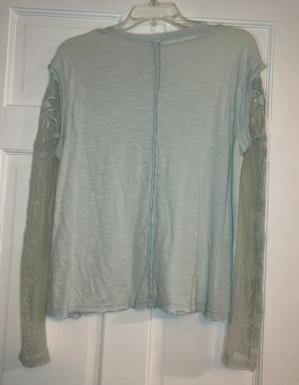Free People Blue Lace Long Sleeve Top - Image 2