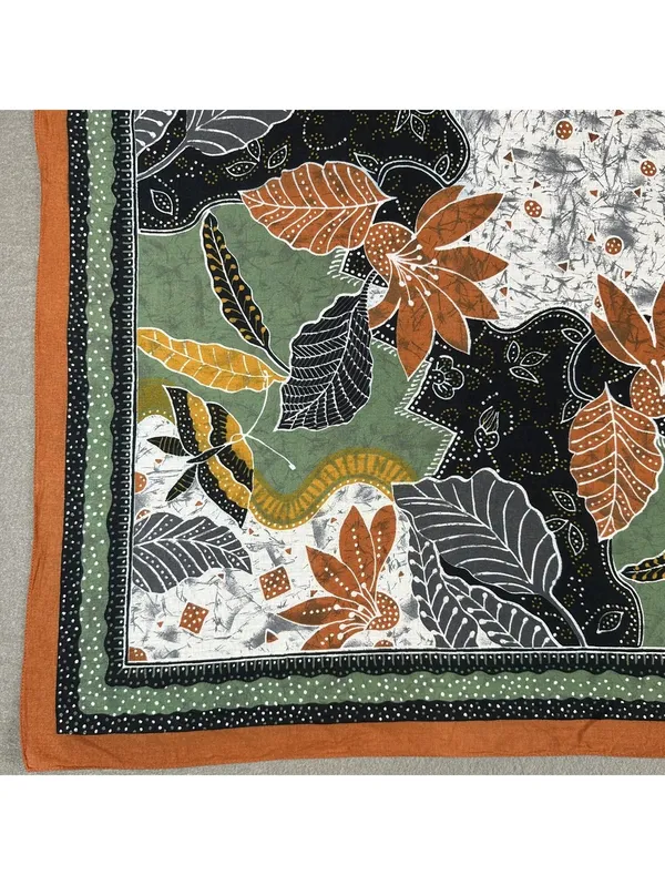 Vintage Accessory Street Oscar De La Renta Leaf Pattern Cotton Scarf - Image 6