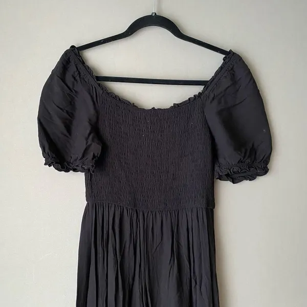 ZESICA Boho Flowy Dainty Smocked Tiered Maxi Dress‎ Black - Image 8