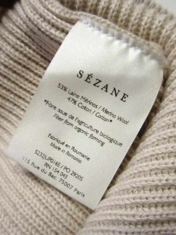 NWT Sezane Naelle in Natural Merino Wool Cotton Midi Sweater Skirt XL - Image 5