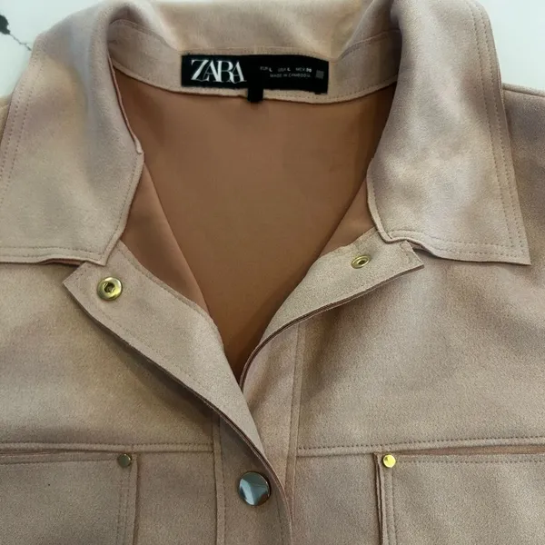 Zara Pink Utility Jacket with Crew Neckline NWOT LARGE - Image 2