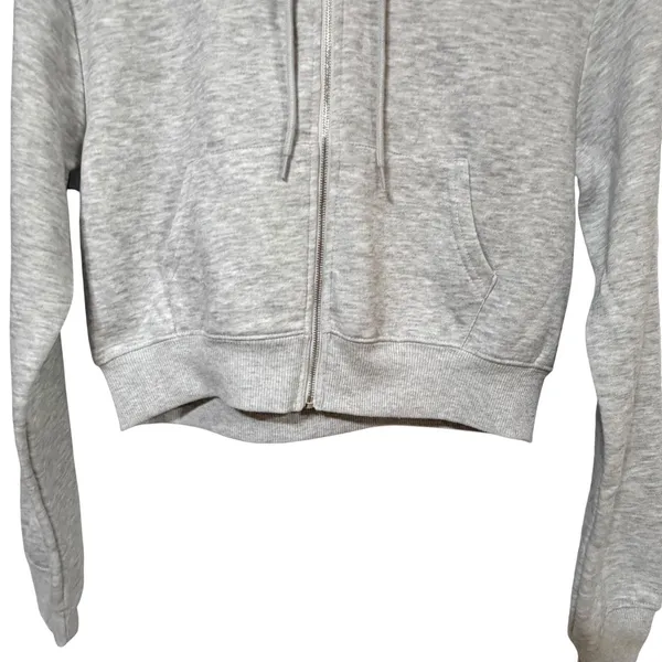 Refuge Fleece Womens Cropped Zip Up Hoodie Heather Gray XS 06-4016 - Image 3