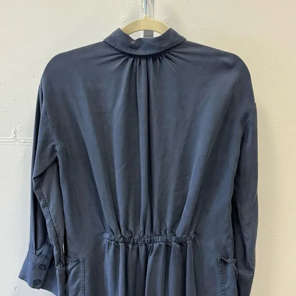 COS 100% Lyocell Lightweight Minimalist Button Down Tunic‎ Shirt Dusty Blue Sz 2 - Image 5