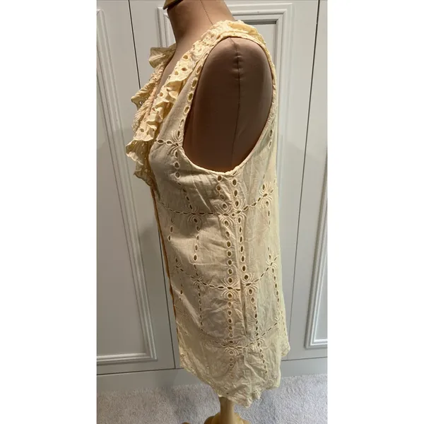 Tularosa Este Dress Size Small Butter‎ Yellow Eyelet Button Front Cottagecore - Image 7
