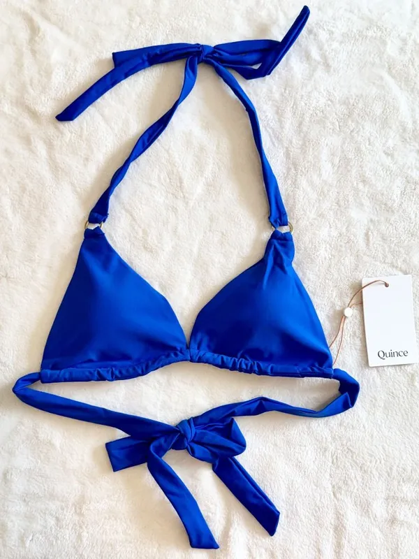 NWT Quince Italian Full Coverage Ring Triangle Bikini Top in Electric Blue - S - Image 2