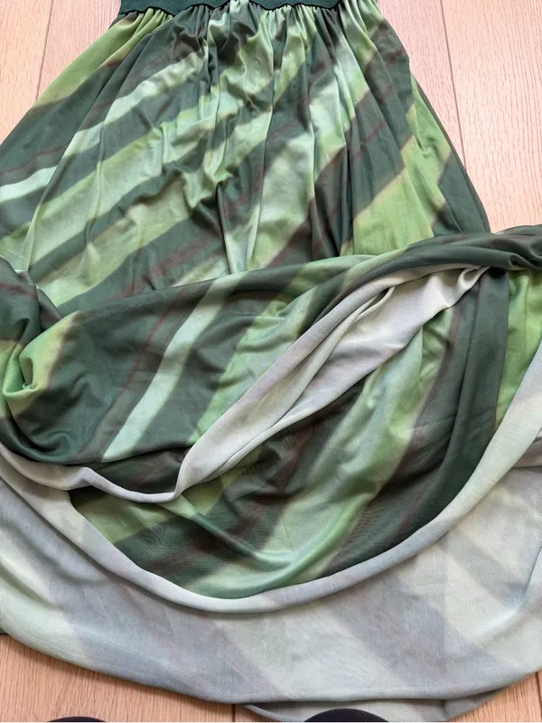 Dress To Clothing Boutique Brazil Sleeveless Green Maxi Dress Striped Size Small - Image 10