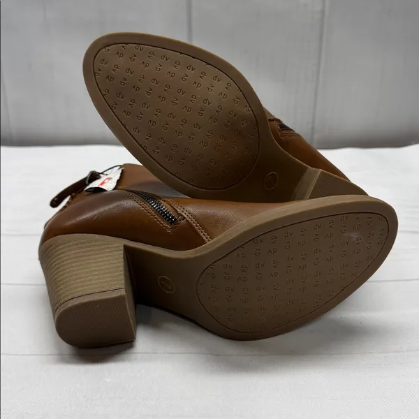 DV by Dolce Vita NEW Jameson Cognac Brown Double Zip Chunky Heel Ankle Booties 7 - Image 7