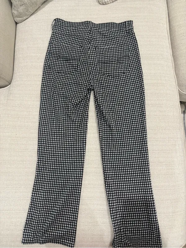 American Eagle Outfitters Black & White Gingham Wide-Leg Pants - Image 3