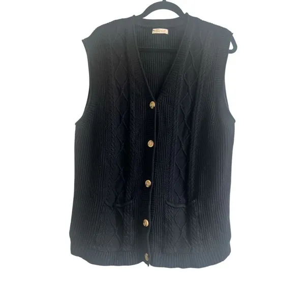 ✨Hyipels Women's Sweater Vest Sleeveless Black Sz Large Cardigan✨ - Image 5
