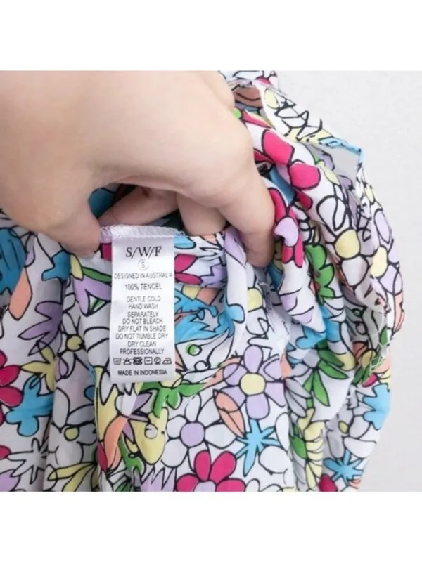 S/W/F Apron Maxi Dress S Lush Floss Multicolor Floral Square Neck Boho Tropical - Image 11