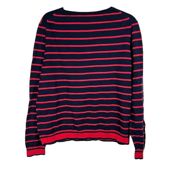 J Crew Mercantile Women's Sweater Navy Blue/Red Striped - Size XL - Image 2