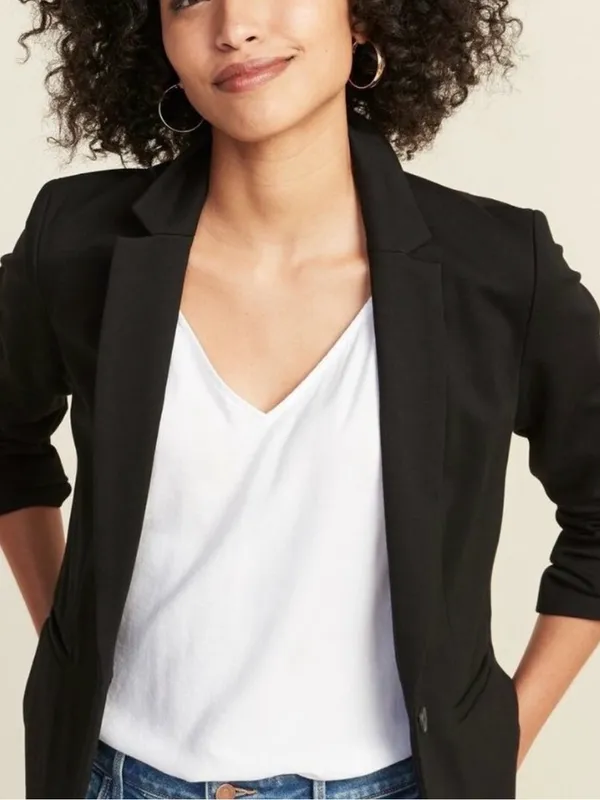 Old Navy Classic Ponte Knit Blazer Black XL - Image 2
