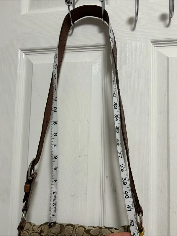 COACH SoHo Y2K Brown & Tan Signature Canvas Crossbody with Leather Buckle - Image 9