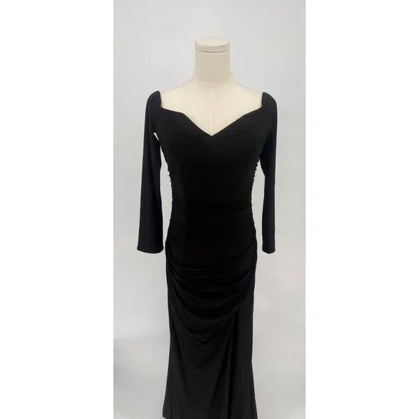 NWT La Femme 29377 Black Long Sleeve Off Shoulder Maxi Dress‎ Sz 6 $378 - Image 5