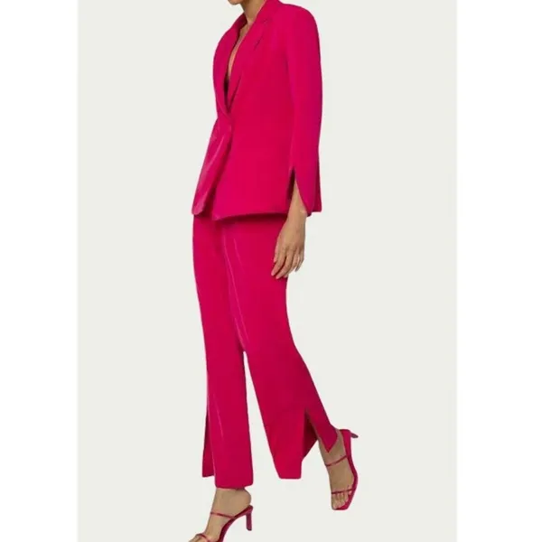 AmyLynn Alice High Waist Straight Wide Leg Pant Trouser Size L Pink NEW W/Tags‎ - Image 2