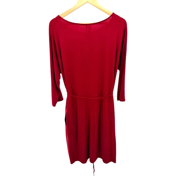 Garnet Hill Womens‎ Burgundy Tencel Lyocell Tie Waist Pocket Dress Red Size M - Image 4