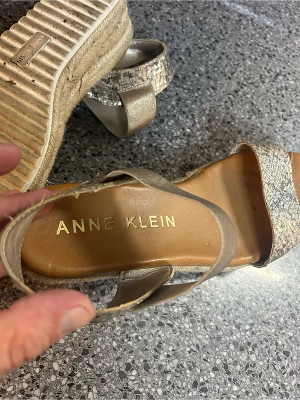 Anne Klein Snake-Print and Gold Wedge Espadrilles - Image 6