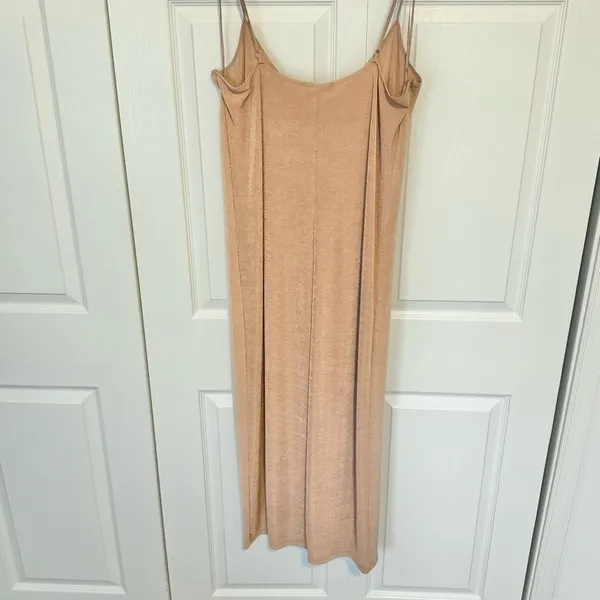 ZARA Nude slinky metallic maxi dress LARGE - Image 3