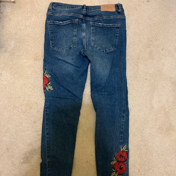 Zara Floral Denim Jeans - Image 3