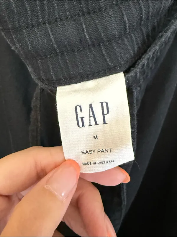 Gap Black Easy Pants Cotton Blend Drawstring Waist Medium - Image 6