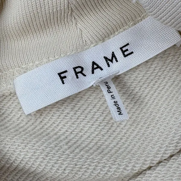 FRAME‎ Sweatshirt Womens S Cream Mock Neck Pima Cotton Oversized Distressed Vtg - Image 7