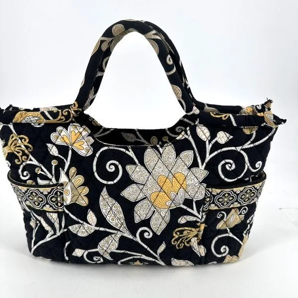Vera Bradley Sherry Mini Tote in‎ Yellow Bird Quilted Black & Yellow Handbag - Image 2