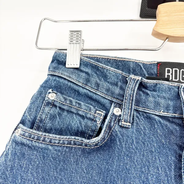 Urban Outfitters BDG Womens A-Wide High Rise Raw Hem‎ Wide Barrel Leg Blue Denim Jeans Size 24 - Image 3