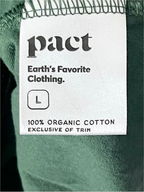 PACT Green 100% Organic Cotton 3/4 Sleeves Tee Size Large Casual Neutral - Image 4