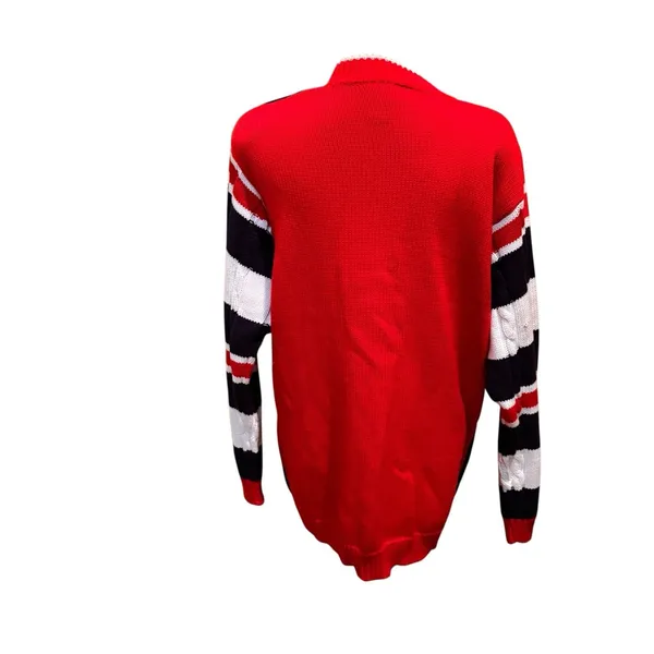 Vintage 90s‎ Lizsport Varsity Cardigan Sweater LC Red Navy Striped NWT Medium - Image 4