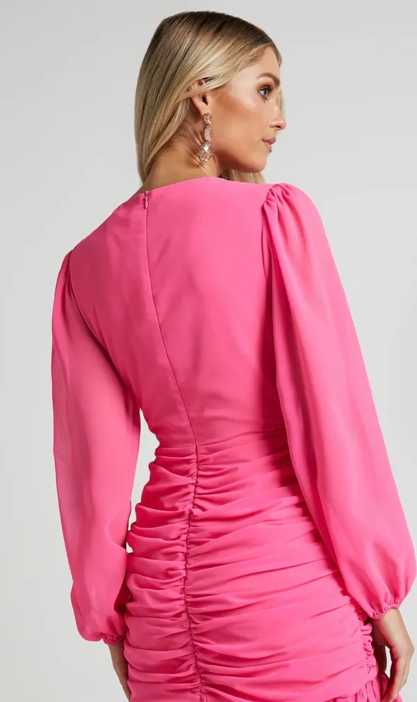 ShowPo neon pink Ruffle mini dress - Image 3