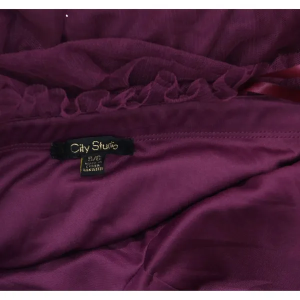 City Studios Juniors Strapless Bow-Front Dress 8145SE6BT3 Merlot Purple 5/6 - Image 4