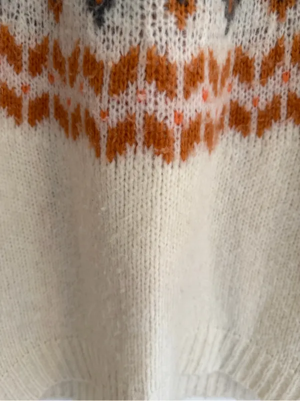 Aerie Fair Isle Nordic‎ Chunky Knit Sweater Cream Small Cozy Oversized - Image 2