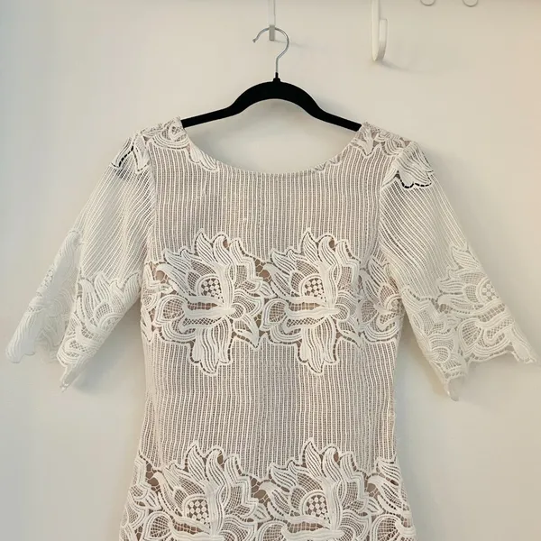 Lulus Sweet Messages White Embroidered Lace Half Sleeve Mini Dress Size S - Image 5