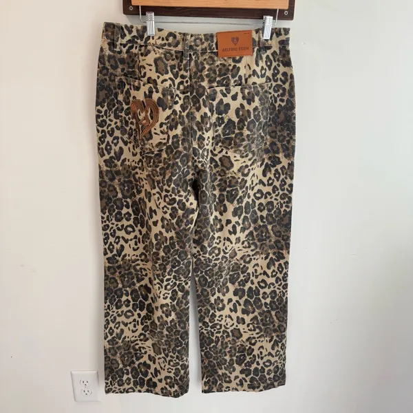 NWT Aelfric‎ Eden Wide Leg Leopard Print Jeans Size 34 - Image 4