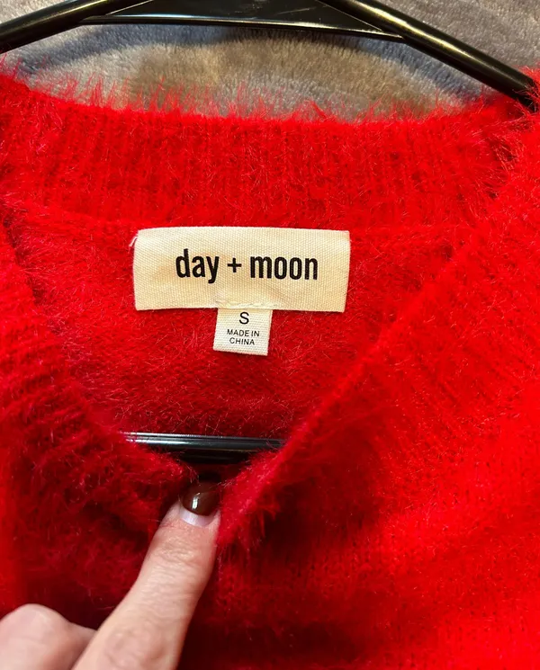 day + moon Red Sweater Top - Image 2