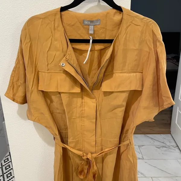 ASOS Mustard Yellow Utility Jumpsuit Wide Leg Belted Waist Size L NWT - Image 5