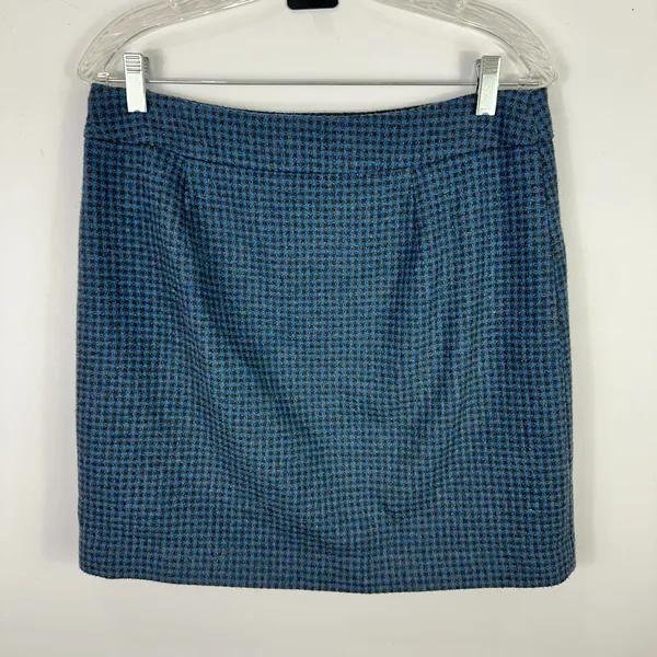 LOFT‎ Skirt Womens 6 Blue Plaid Wool Blend Mini Academia Preppy Mod Retro Prep - Image 4
