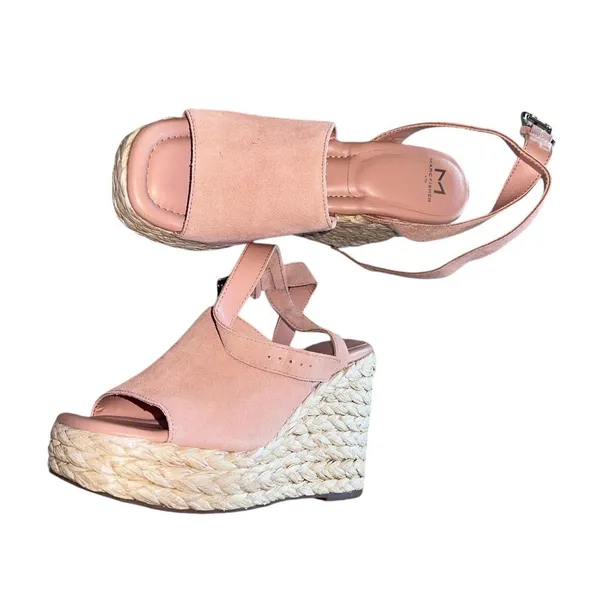 NEW MARC FISHER LTD Nelly Ankle Strap Wedge Sandal In LIGHT NATURAL 111 - Image 9