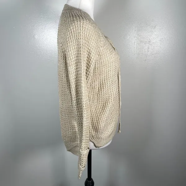 🎈🎈🎈3 for 12$🎈🎈🎈It's Our Time Lace Tie Waffle Knit Long Sleeve Pullover Sweater - Image 12