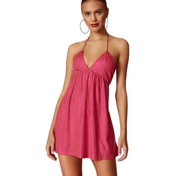 Superdown Revolve Margo Halter Mini‎ Dress Womens Small Pink Party Clubwear Boho - Image 3