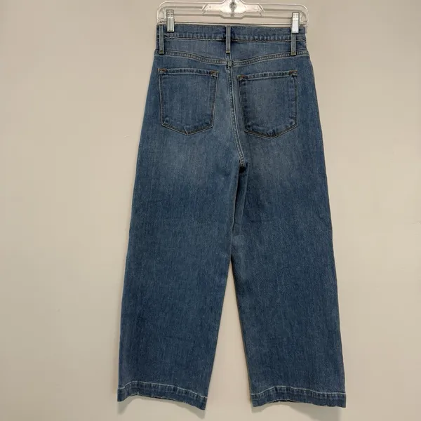 Frame Ali Wide Leg Crop Exposed Button Fly Jean‎ in Yorkshire Blue Size 26 - Image 4