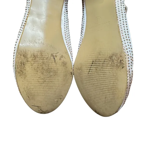 Badgley Mischka Shoes Womens Size 5 Ivory Block‎ Heel Mary Jane Rhinestone Dress - Image 10