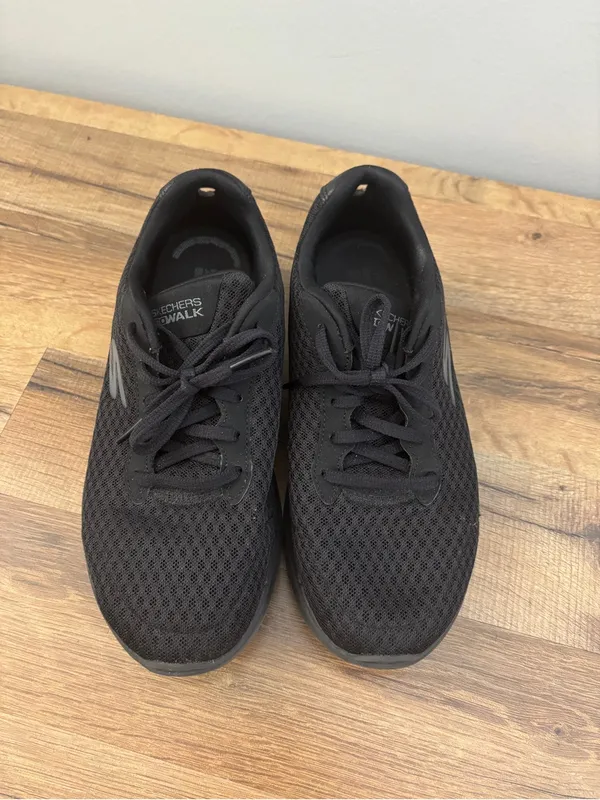 Skechers Go Walk Black Lace-Up Sneaker Shoes Black Women’s - Image 4