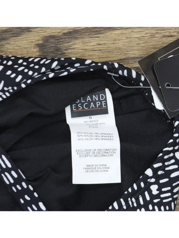 NWT Island Escape Womens Tankini Swim Top Black / White 6 - Image 3